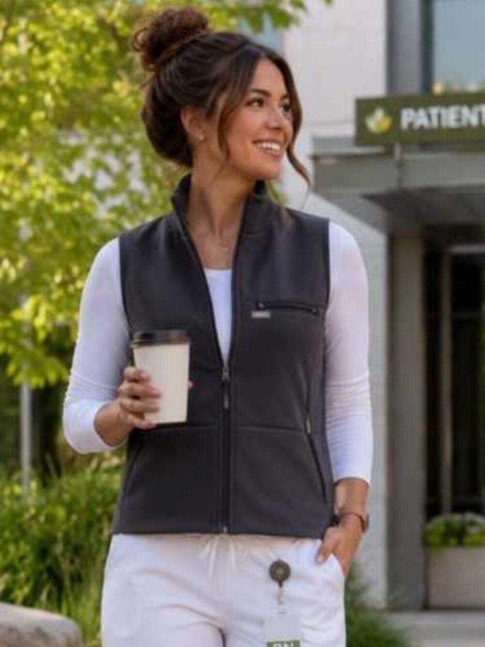 FIGS On Shift Fleece Vest Slim Fit Pockets Charcoal Grey (PO# 1869), size Small - Picture 2 of 11